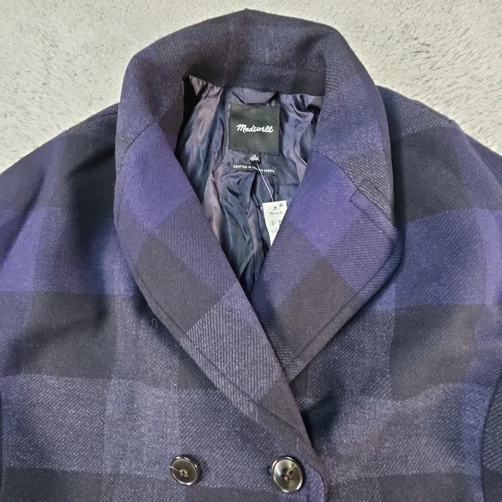 Madewell Coat Womens 10 The Gianna Plaid Insuluxe Overcoat Trench Wool Cashmere